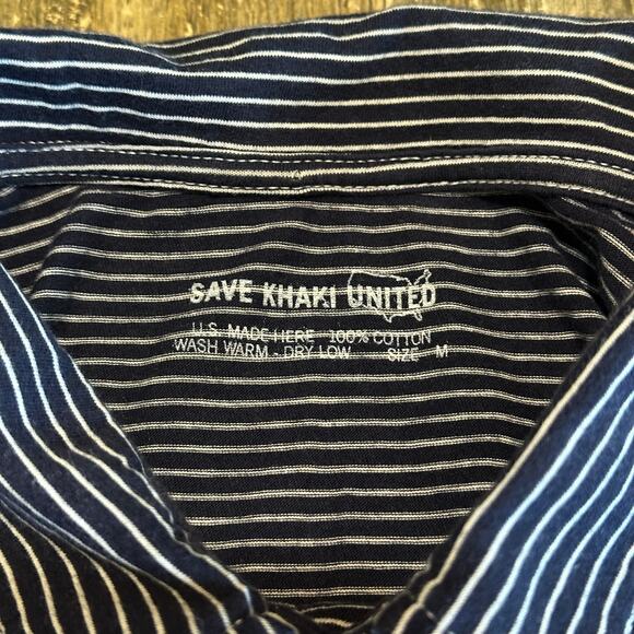 Save Khaki United Striped Polo Golf Shirt Black/Navy Men’s Size M - Picture 3 of 7